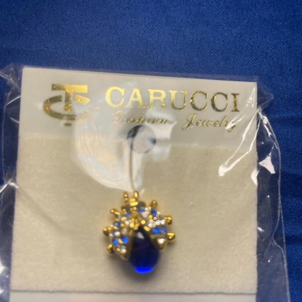 Lady bug pin Royal Blue Stone Jelly Belly brooch Carucci New